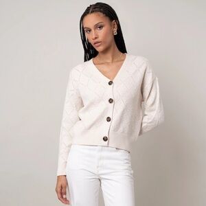 NWT Cyrus Diamond Stitch Cardigan - Cream - Medium - Super Soft!